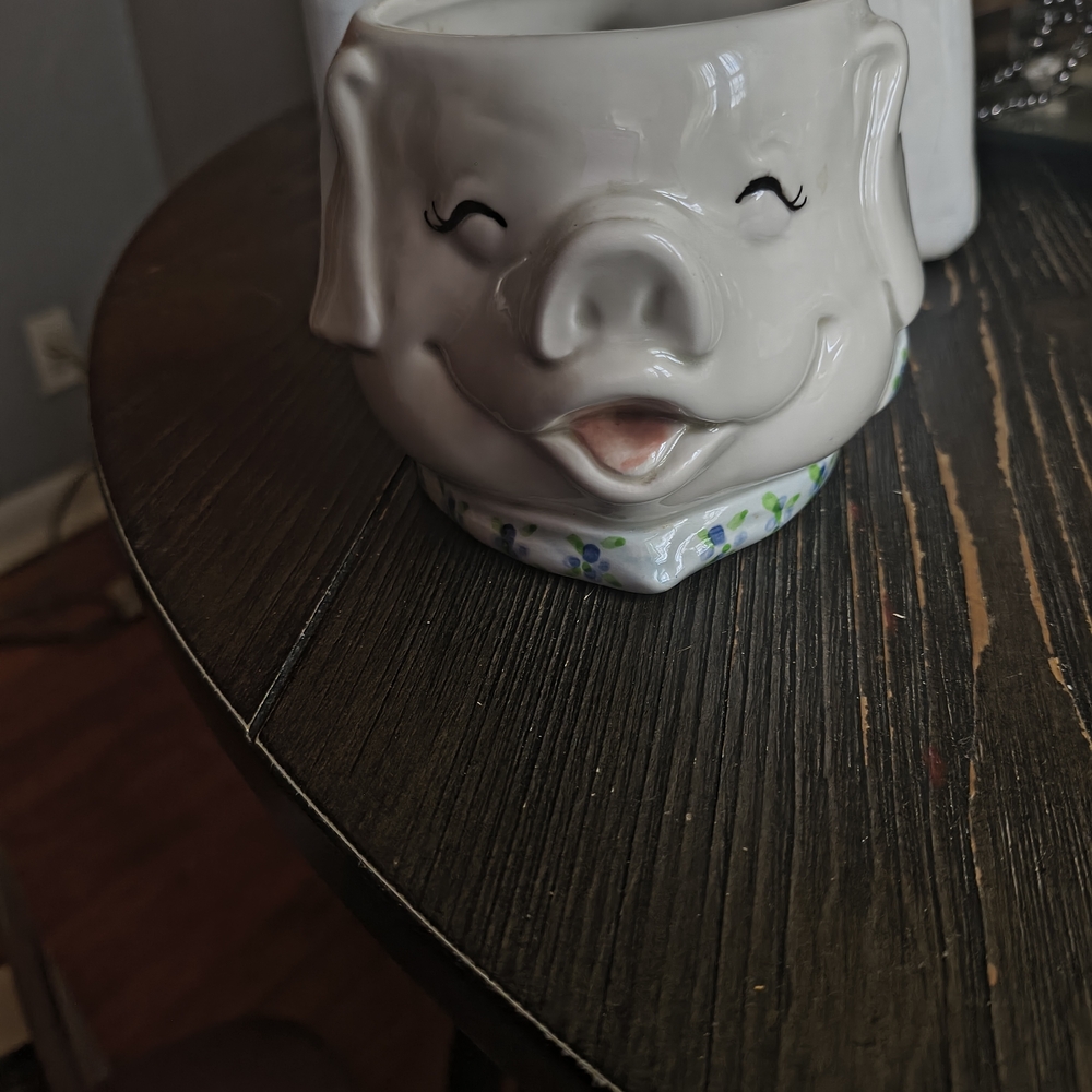 Fitz and Floyd Pig Mug with Blue Accents